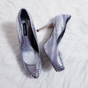 WHBM Silver Snake Print Pumps Holiday Christmas